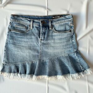 Blank NYC Asymmetric Ruffle Denim Mini Skirt – Fancy That Blue, Size 26